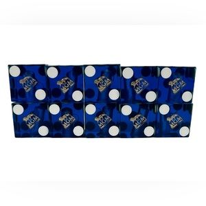 MGM Casino Dice Lot Of 10 Blue Cancelled Drilled Translucent Number Vintage